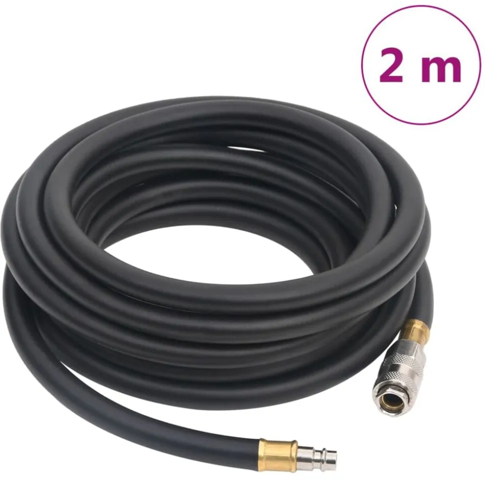 vidaXL Luchtslang hybride 0,6'' 2 m rubber en pvc zwart