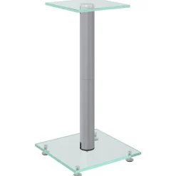 vidaXL Luidsprekerstandaards 2 st 1 pijler gehard glas zilverkleurig