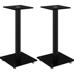 vidaXL Luidsprekerstandaards 2 st 1 pijler gehard glas zwart