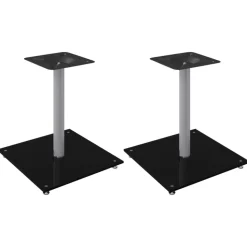 vidaXL Luidsprekerstandaards 2 st 1 pijler gehard glas zwart en zilver