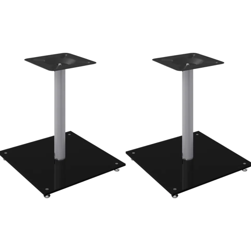 vidaXL Luidsprekerstandaards 2 st 1 pijler gehard glas zwart en zilver