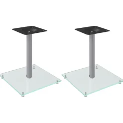 vidaXL Luidsprekerstandaards 2 st 1 pijler gehard glas zilverkleurig