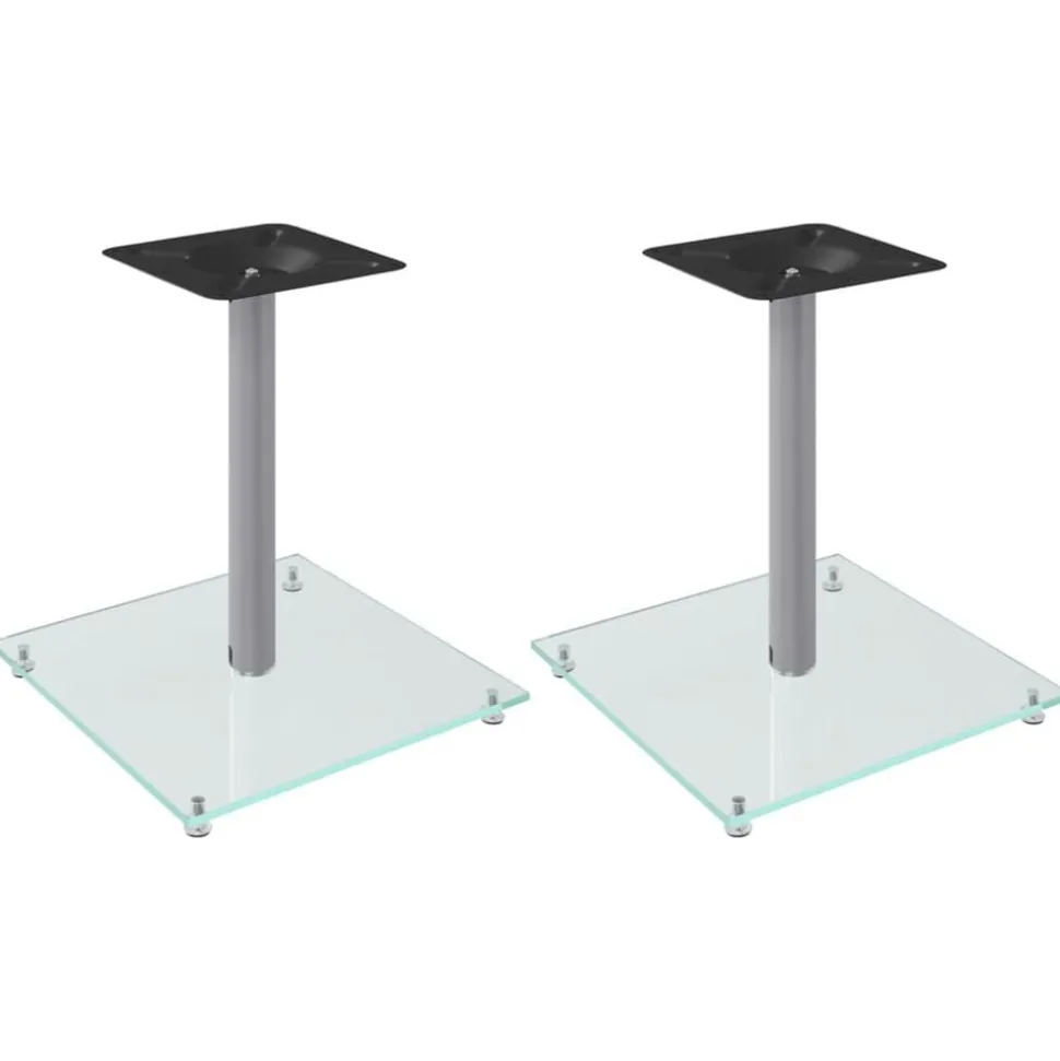vidaXL Luidsprekerstandaards 2 st 1 pijler gehard glas zilverkleurig