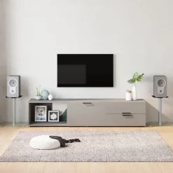 vidaXL Luidsprekerstandaards 2 st 1 pijler gehard glas zilverkleurig
