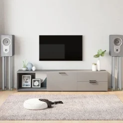 vidaXL Luidsprekerstandaards 2 st 4 pijlers gehard glas zilverkleurig