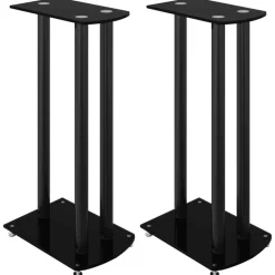 vidaXL Luidsprekerstandaards 2 st 3 pijlers gehard glas zwart