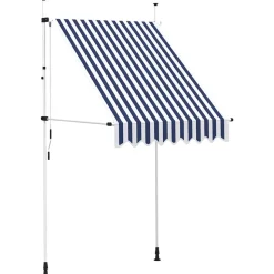 vidaXL Luifel handmatig uittrekbaar 150 cm blauw en witte strepen