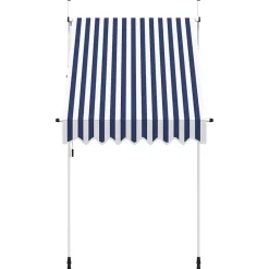 vidaXL Luifel handmatig uittrekbaar 150 cm blauw en witte strepen