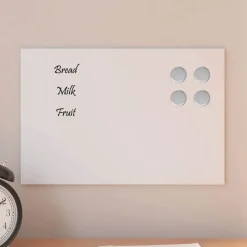 vidaXL Magneetbord voor aan de wand 30x20 cm gehard glas wit