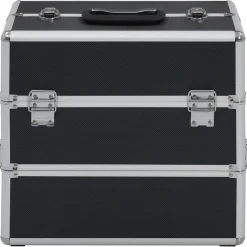 vidaXL Make-up koffer 37x24x35 cm aluminium zwart