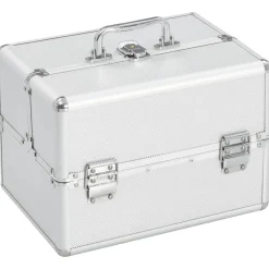 vidaXL Make-up koffer 22x30x21 cm aluminium zilverkleurig