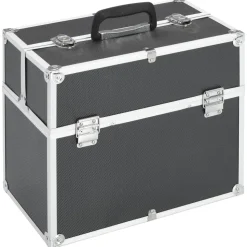 vidaXL Make-up koffer 38x23x34 cm aluminium zwart