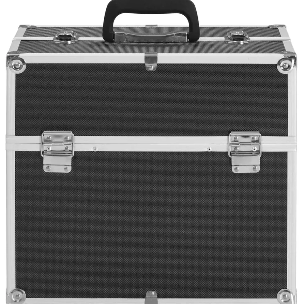 vidaXL Make-up koffer 38x23x34 cm aluminium zwart