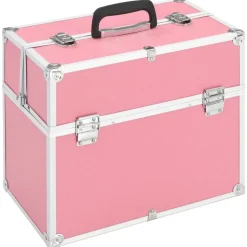 vidaXL Make-up koffer 38x23x34 cm aluminium roze