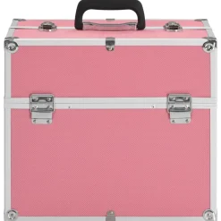 vidaXL Make-up koffer 38x23x34 cm aluminium roze