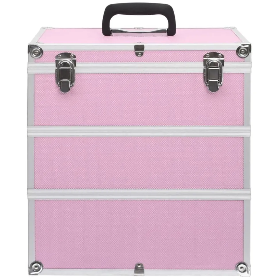 vidaXL Make-up koffer 37x24x40 cm aluminium roze