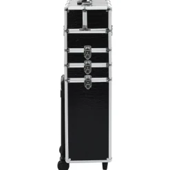 vidaXL Make-up trolley aluminium zwart met krokodillenpatroon