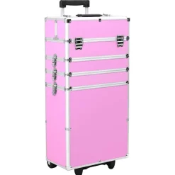 vidaXL Make-up trolley aluminium roze