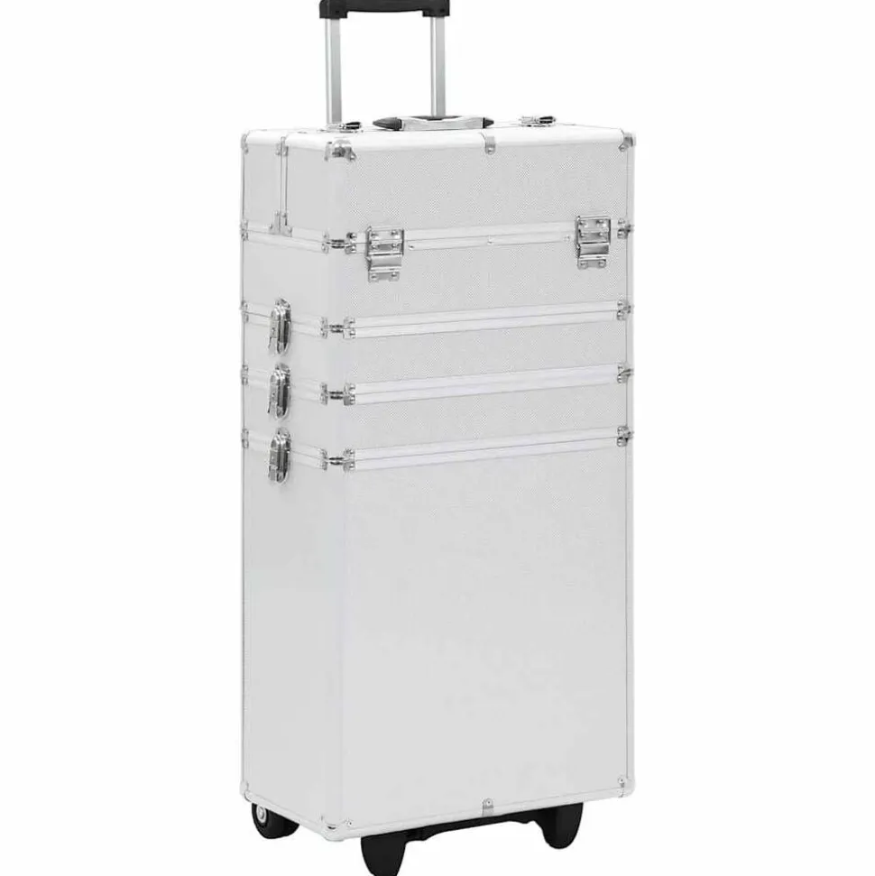 vidaXL Make-up trolley aluminium zilverkleurig
