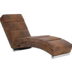 vidaXL Massage chaise longue kunstsuède bruin