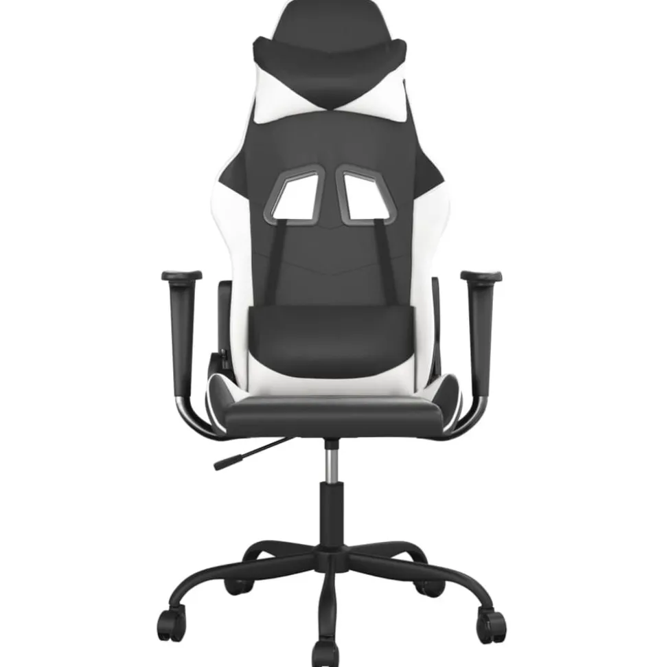 vidaXL Massage gamestoel kunstleer zwart en wit