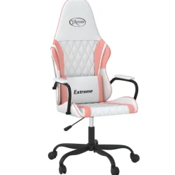 vidaXL Massage gamestoel kunstleer wit en roze