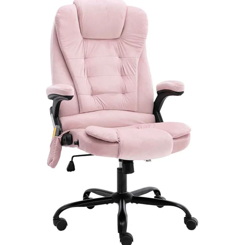 vidaXL Massagekantoorstoel fluweel roze