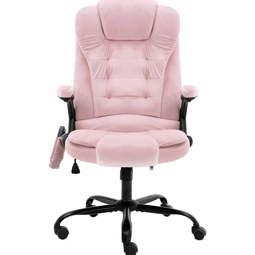 vidaXL Massagekantoorstoel fluweel roze