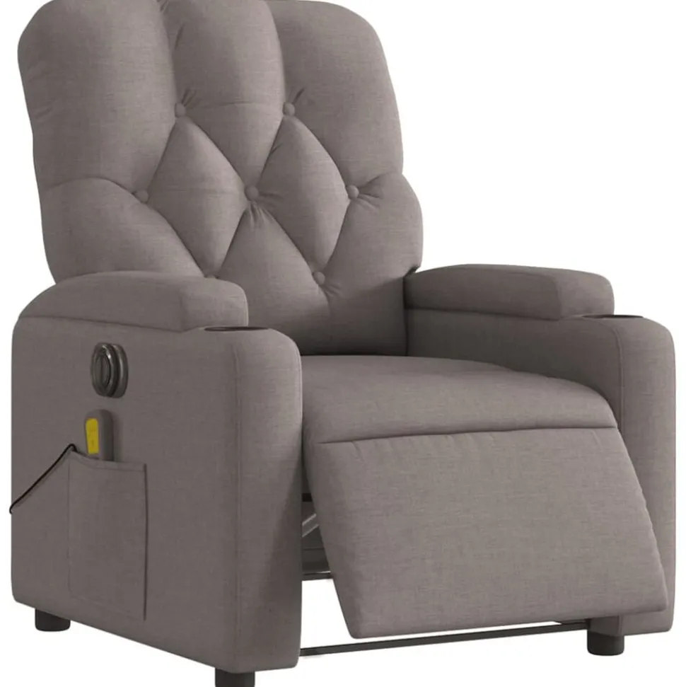 vidaXL Massagestoel elektrisch verstelbaar stof taupe