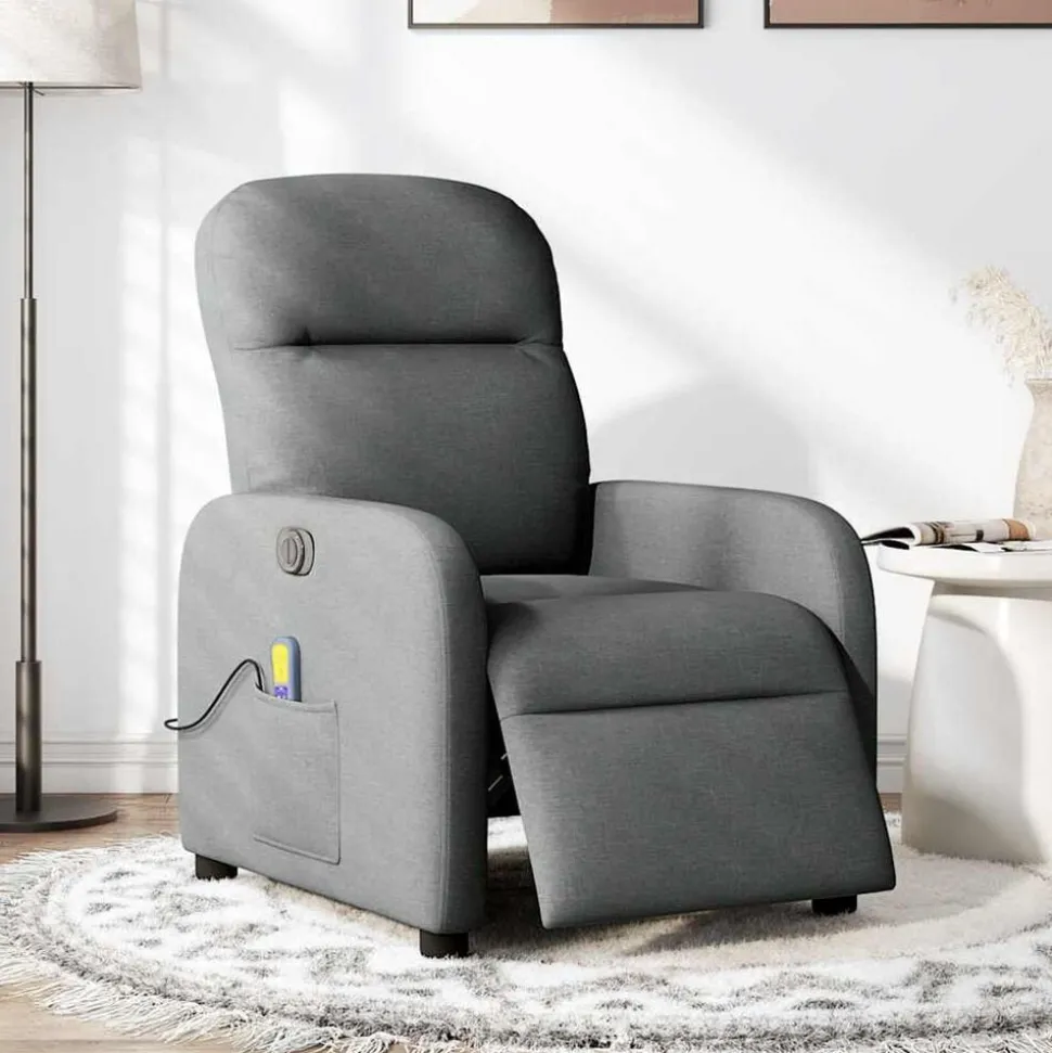 vidaXL Massagestoel elektrisch verstelbaar stof donkergrijs