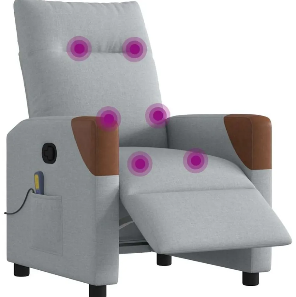 vidaXL Massagestoel elektrisch verstelbaar stof lichtgrijs