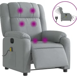 vidaXL Massagestoel elektrisch verstelbaar stof lichtgrijs