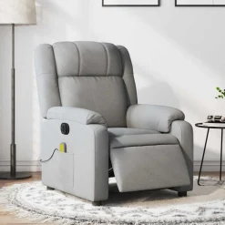 vidaXL Massagestoel elektrisch verstelbaar stof lichtgrijs
