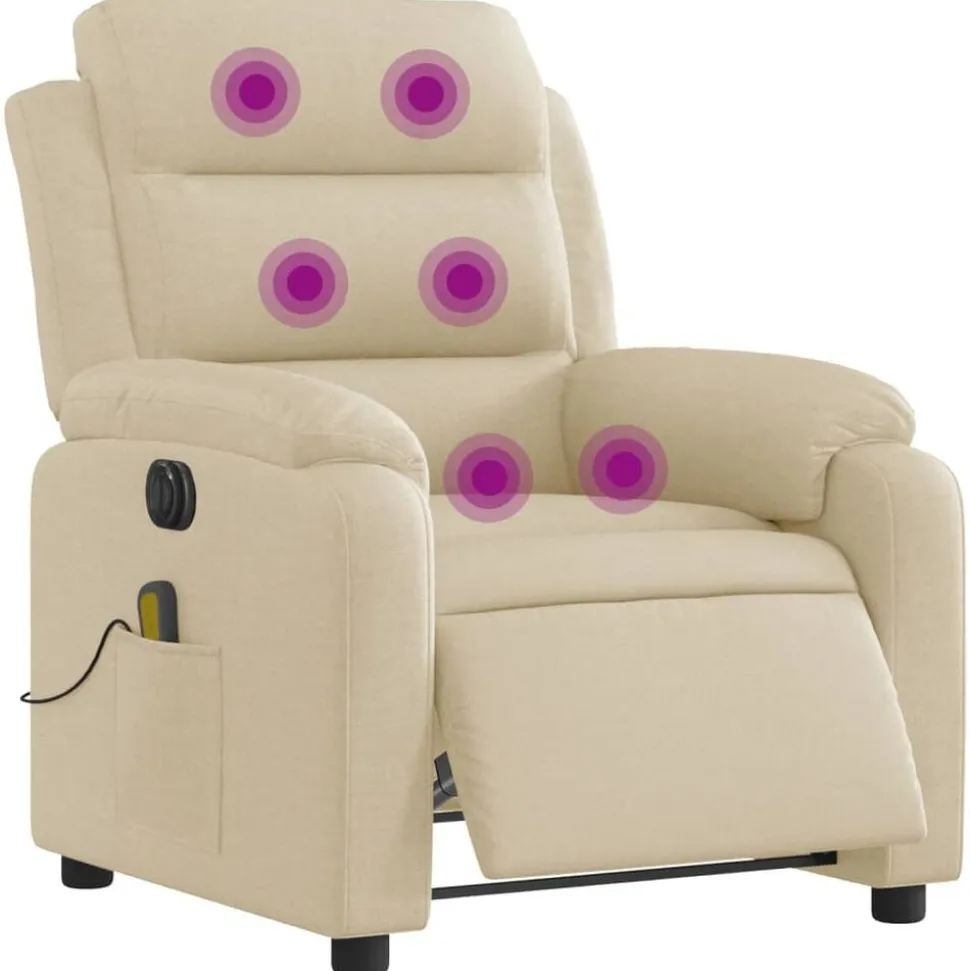 vidaXL Massagestoel elektrisch verstelbaar stof crèmekleurig
