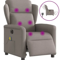 vidaXL Massagestoel elektrisch verstelbaar stof taupe