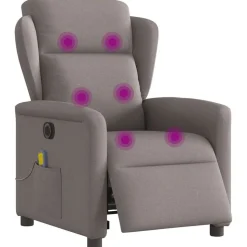 vidaXL Massagestoel elektrisch verstelbaar stof taupe