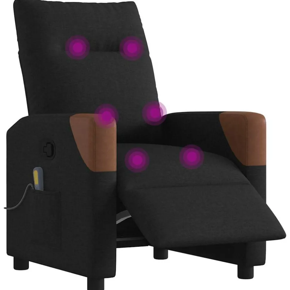 vidaXL Massagestoel elektrisch verstelbaar stof zwart