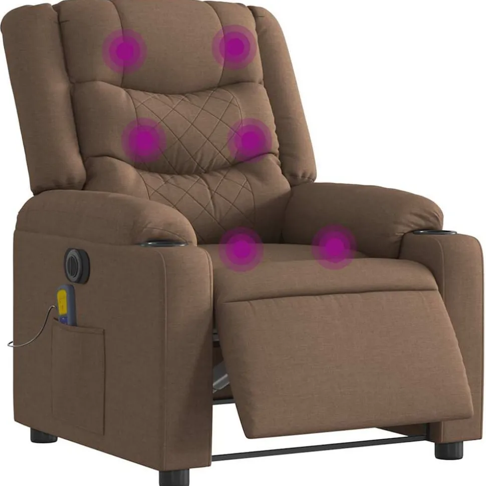 vidaXL Massagestoel elektrisch verstelbaar stof bruin