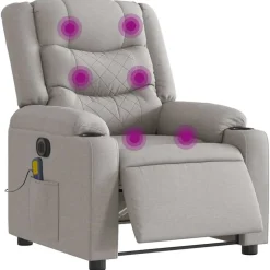 vidaXL Massagestoel elektrisch verstelbaar stof wolk grijs