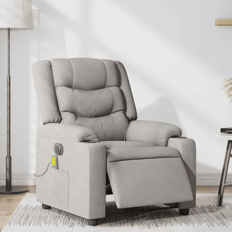vidaXL Massagestoel elektrisch verstelbaar stof wolk grijs
