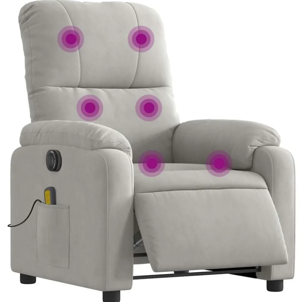 vidaXL Massagestoel elektrisch verstelbaar microvezelstof lichtgrijs