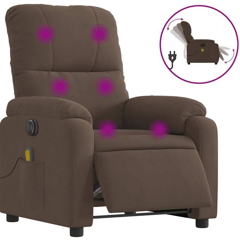 vidaXL Massagestoel elektrisch verstelbaar microvezelstof bruin