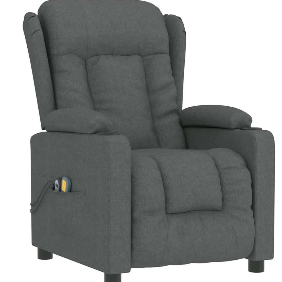 vidaXL Massagestoel elektrisch stof donkergrijs