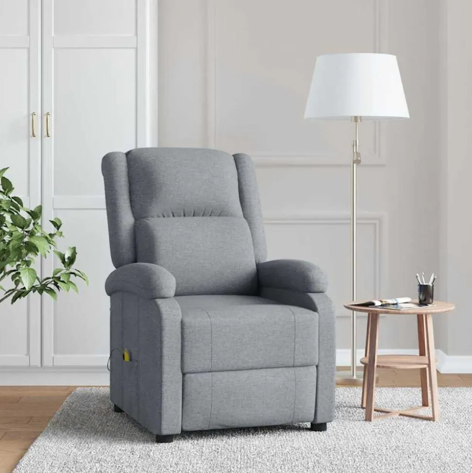 vidaXL Massagestoel stof lichtgrijs