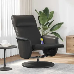 vidaXL Massagestoel verstelbaar met voetensteun kunstleer zwart