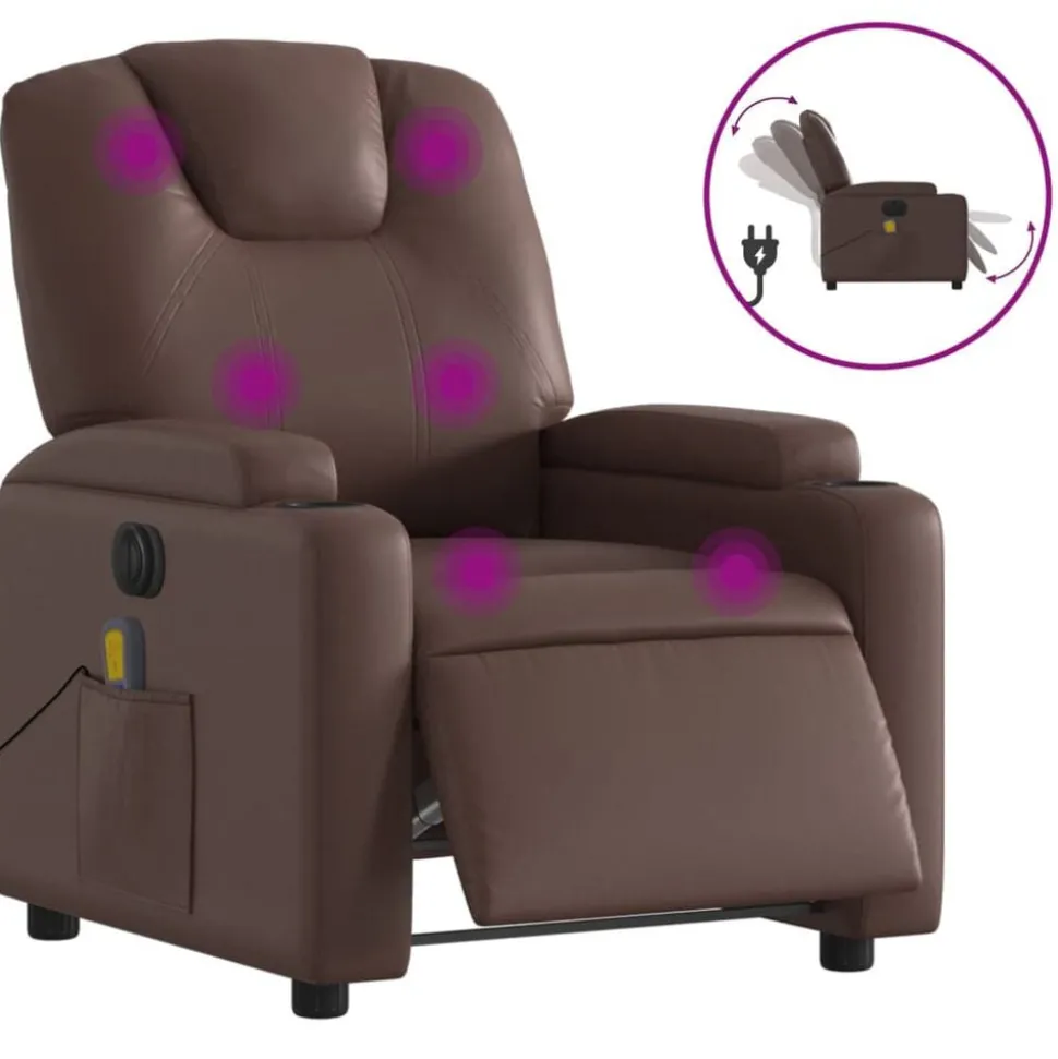 vidaXL Massagestoel verstelbaar elektrisch kunstleer bruin