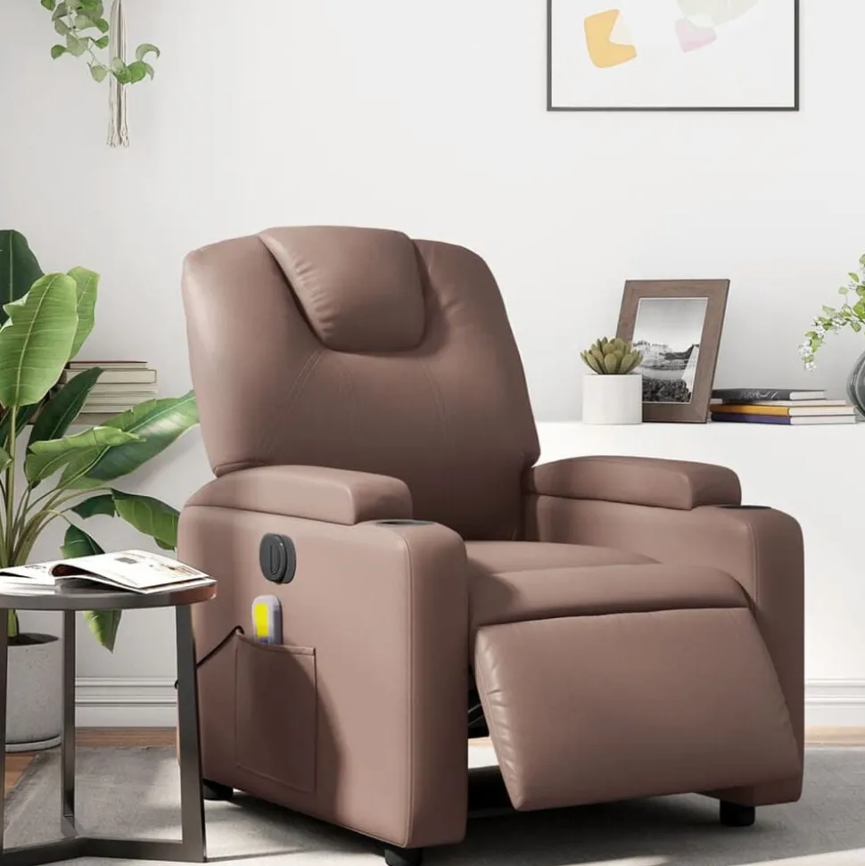 vidaXL Massagestoel verstelbaar elektrisch kunstleer bruin