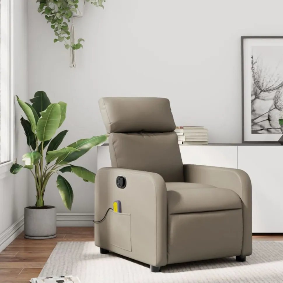 vidaXL Massagestoel verstelbaar kunstleer cappuccinokleurig