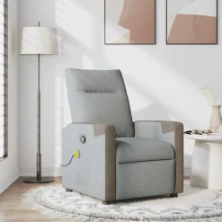 vidaXL Massagestoel verstelbaar stof lichtgrijs