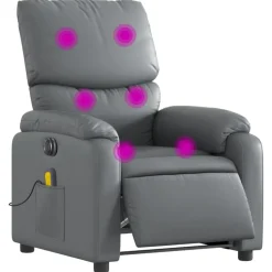 vidaXL Massagestoel verstelbaar elektrisch kunstleer grijs